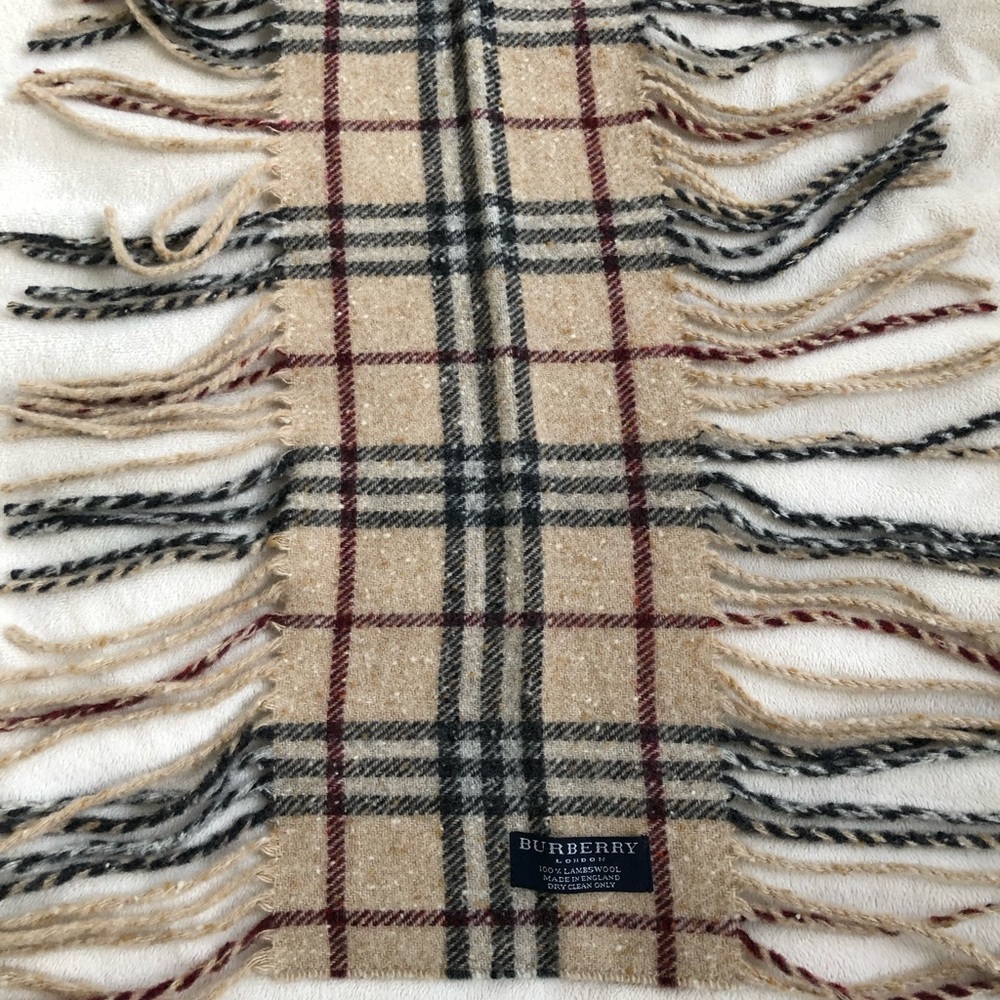 Burberry wool “Happy” scarf with fringe